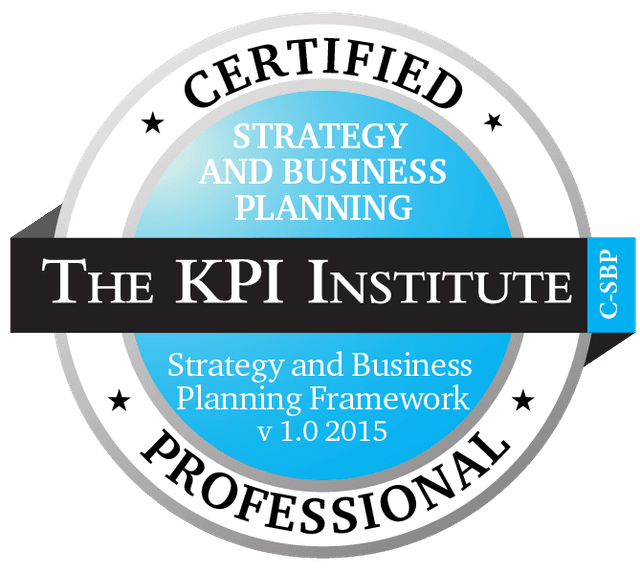 Certified Strategy & Business Planning Professional (C-SBP) badge accredited by The KPI Institute